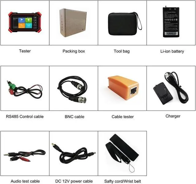 Alt view image 6 of 6 - CCTV Tester 4K IP Camera Tester 8MP CCTV Iptv 4 Inch Mini Monitor AHD TVI CVI HD Video Test H.265 PoE Power Cable Trace Testers Support IP Camera