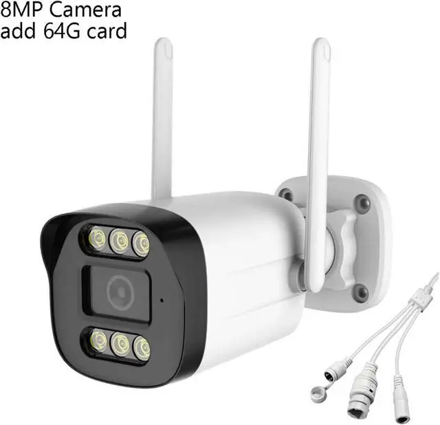Alt view image 2 of 7 - 4K 8MP 5MP 2MP Tuya Smart Life WiFi HD Waterproof Outdoor P2P WiFi Security Bullet CCTV Surveillance IP Camera(EU Plug,8MP with 64G Card)