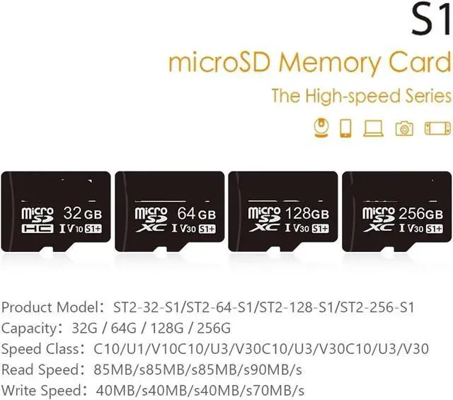 Alt view image 5 of 6 - 32G/64G/128G/256G/512G SD Card Memory Card High Speed Exclusive Micro SD XC Card for Surveillance(32GB SD Card)