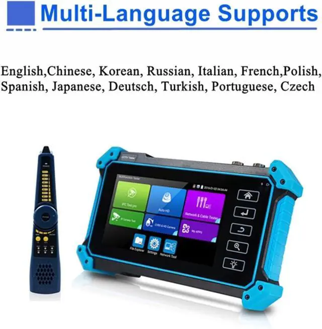 Alt view image 3 of 7 - CCTV Tester CCTV IP Camera Tester AHD+TVI+CVI+Analog Monitor VGA PoE Power Output RJ45 TDR Cable Support IP Camera(IPC-5200C Plus)