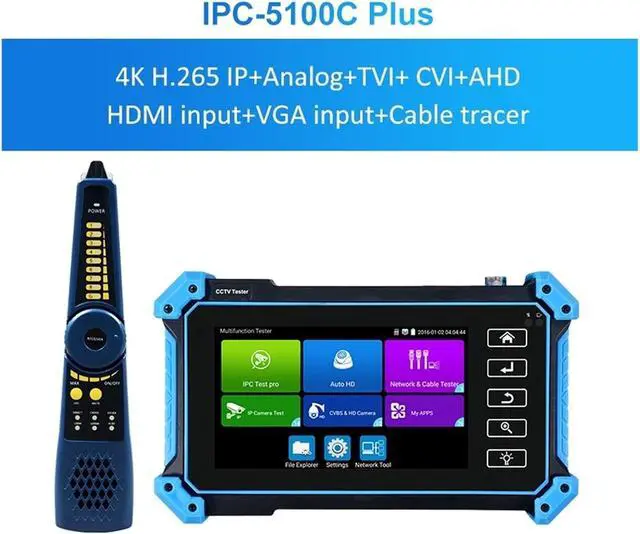 Alt view image 2 of 7 - CCTV Tester 5.4" HD IPC Tester 8MP AHD CVI TVI SDI Camera CCTV Monitor 12MP IP PoE PTZ with VGA Support IP Camera(IPC-5100C Plus)