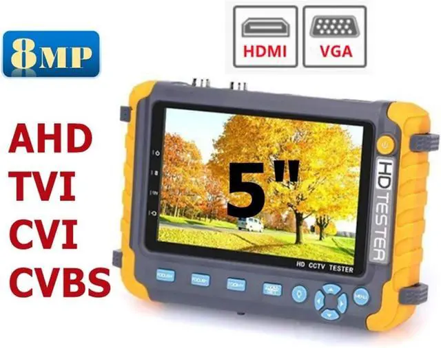 Alt view image 2 of 6 - CCTV Tester CCTV Camera Tester IV8W 8MP AHD/CVI/TVI HD Coaxial VGA Input 5 Inch TFT LCD Monitor Video Support IP Camera