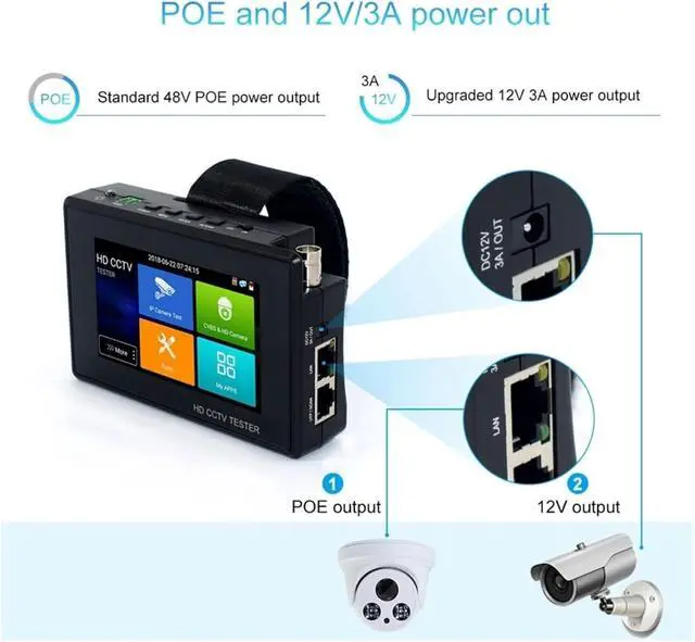 Alt view image 5 of 7 - CCTV Tester 4K CCTV IP Tester IPC-1800 Plus 4 in Wrist AHD CVI TVI CVBS 5 in 1 Monitor for Analog IP Camera H.265 POE Testers CFTV Support IP Camera(IPC1800ADHCPlus)