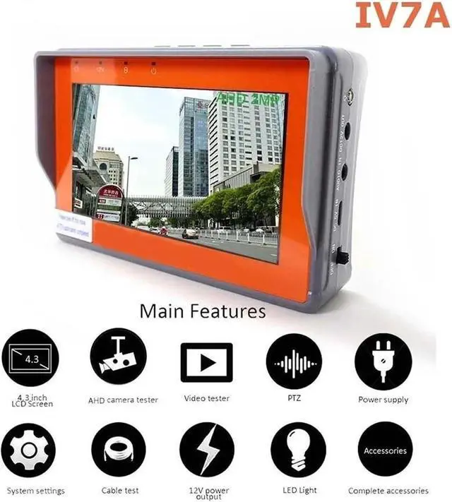 Alt view image 3 of 6 - CCTV Tester CCTV Tester Monitor 4.3Inch AHD 8MP Analog Camera Testing PTZ UTP Cable RS-485 Contorl Network Test Support IP Camera