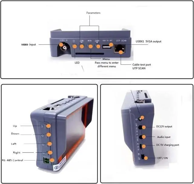 Alt view image 5 of 6 - CCTV Tester CCTV Tester Monitor 4.3Inch AHD 8MP Analog Camera Testing PTZ UTP Cable RS-485 Contorl Network Test Support IP Camera