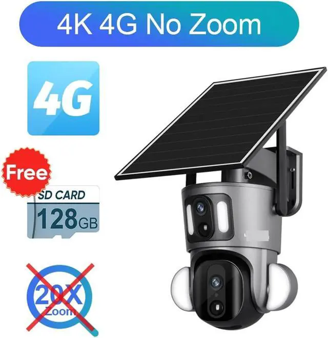 Alt view image 2 of 7 - 4K 20X Optical Zoom Dual Screen Solar Camera Outdoor 8MP 4G/WiFi PTZ Dual PIR Detection Auto Tracking Security Cameras(4K 4G No Zoom)