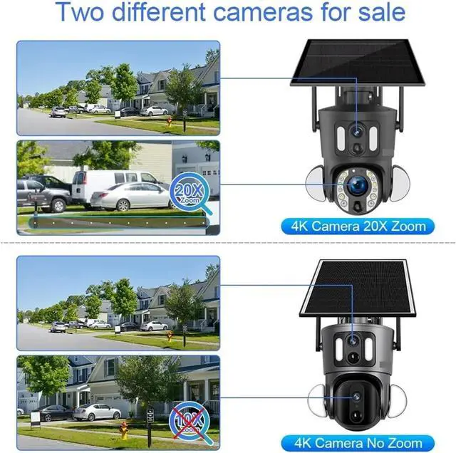 Alt view image 4 of 7 - 4K 20X Optical Zoom Dual Screen Solar Camera Outdoor 8MP 4G/WiFi PTZ Dual PIR Detection Auto Tracking Security Cameras(4K 4G No Zoom)