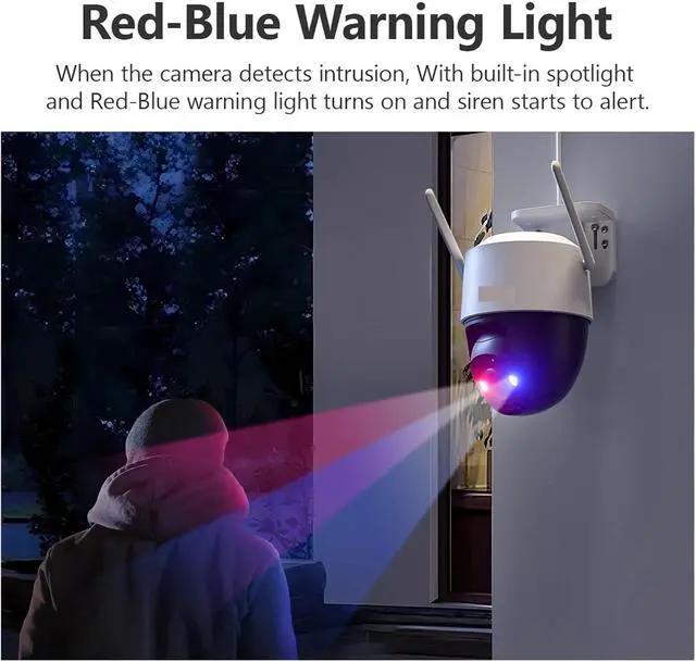 Alt view image 2 of 6 - Cruiser SC 4G Camera Red-Blue Warning Lights Outdoor Security Camera Full-Color Night Vision AI Human Detection IP66(EU Plug_Cruiser SC 4G 5MP)