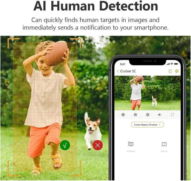 Alt view image 3 of 6 - Cruiser SC 4G Camera Red-Blue Warning Lights Outdoor Security Camera Full-Color Night Vision AI Human Detection IP66(EU Plug_Cruiser SC 4G 5MP)