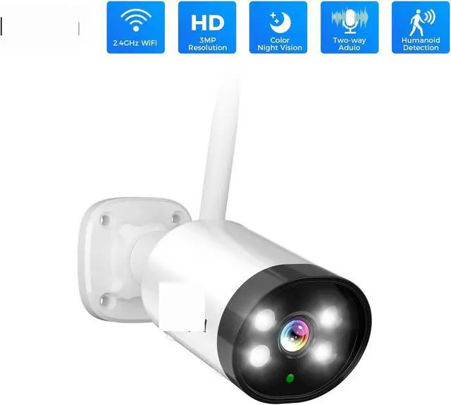 Alt view image 2 of 7 - 3MP IP Camera Outdoor Waterproof CCTV WiFi Surveillance Security Camera P2P for System(EU Plug)