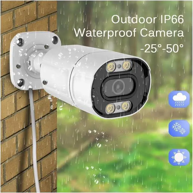 Alt view image 6 of 6 - 4K 8MP H.265 IP Camera POE Security Surveillance Camera Metal ONVIF Two Way Audio Double Light Color Night Waterproof CCTV Video(3.6mm,4MP POE AI Camera)