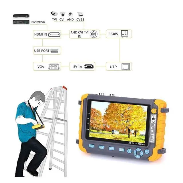 Alt view image 6 of 7 - CCTV Tester IV8W CCTV Tester 8MP ADH CVI TVI CVBS 4 in 1 Camera AHD VGA Input Power Output Testing Tool Cable Test Support IP Camera
