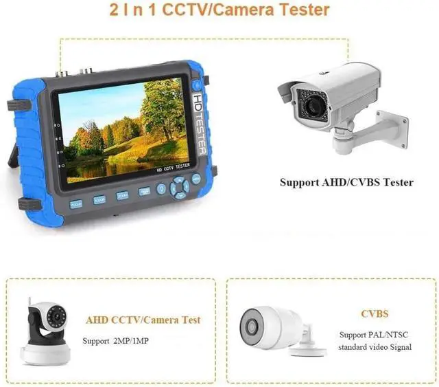 Alt view image 5 of 7 - CCTV Tester 4K Camera Tester 5 Inch CCTV Monitor 8MP AHD/CVI/TVI CVBS Analog Support IP Camera