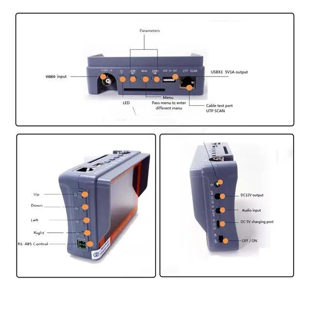 Alt view image 3 of 6 - CCTV Tester IV7A 4.3Inch HD AHD CCTV Tester Monitor 8MP Analog Camera Testing PTZ UTP Cable 12V1A Output Support IP Camera