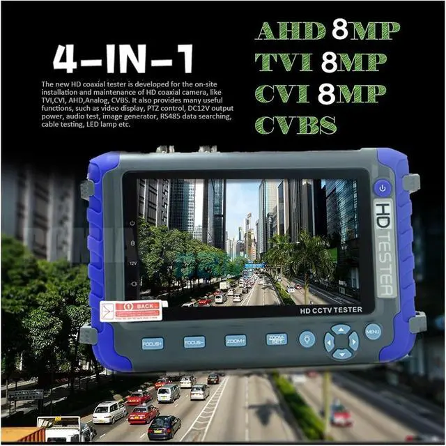 Alt view image 5 of 5 - CCTV Tester IV8W/8C/IV5 TFT LCD HD 8MP TVI AHD CVI CVBS in One CCTV Tester Analog Security Camera Monitor Wrist Design Test Tool Support IP Camera(8C no HDMI VGA)