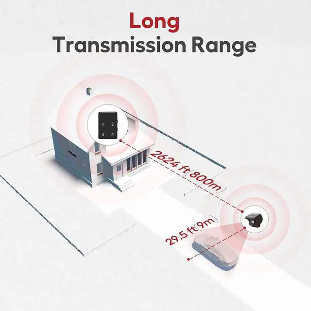 Alt view image 3 of 7 - eMACROS Pro 4 Smart Solar Driveway Alarm (2.4G Wi-Fi Only) - App Push Notifications, 1/2 Mile Wireless Range Motion Sensor & Rechargeable Base Station with 3-Day Backup (1 Base & 2 Sensors)