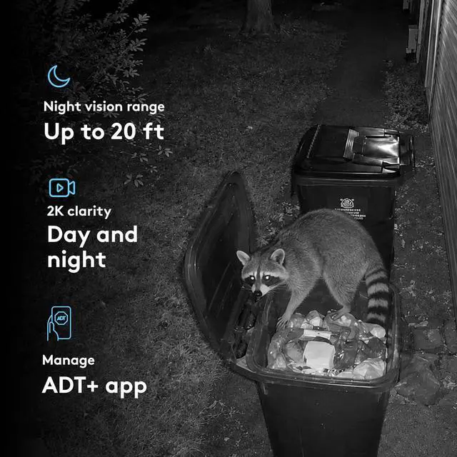 Alt view image 3 of 7 - ADT Blu Outdoor Camera, 2K Video, Rechargeable Battery, Spotlight, Night Vision, Weather Resistant, Smart Detection - Compatible with ADT Blu Systems, Subscription Required