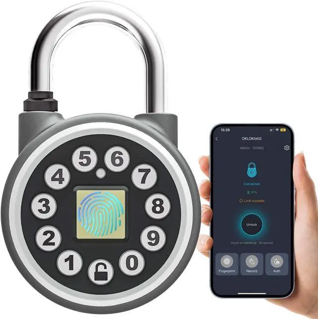 Main image of SFW Fingerprint Padlock,Bluetooth Pad Locks with Code, Water Resistant Smart Padlocks with Mobile App.Suitable for Gym, Sports Facilities, Bicycles, Schools, Luggage and Lockers