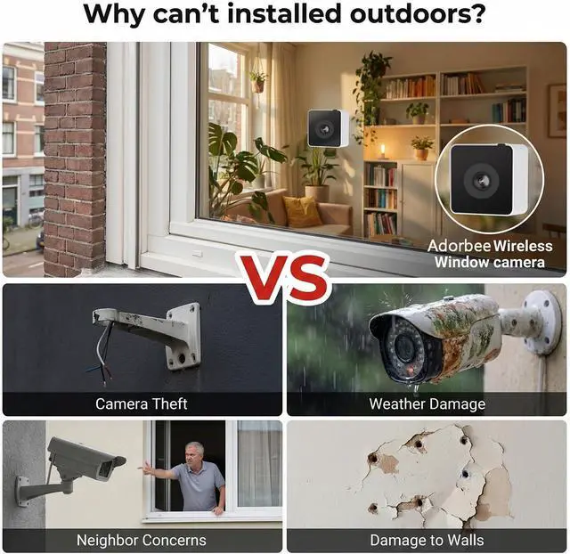 Alt view image 7 of 7 - Wireless Window Camera for Apartments: No Wires No Power Outlet