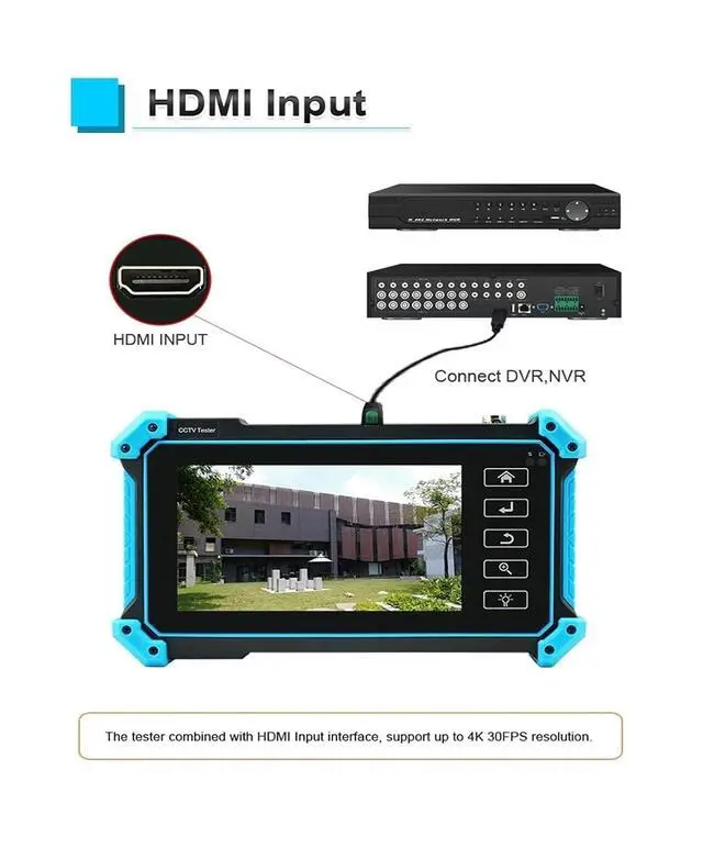 Alt view image 5 of 7 - CCTV Tester 12MP IPC Tester 8MP/AHD/CVI/TV/SDI CCTV with VGA Input 5.4in Monitor for IP Camera CFTV Support IP Camera(IPC-5100C Plus)