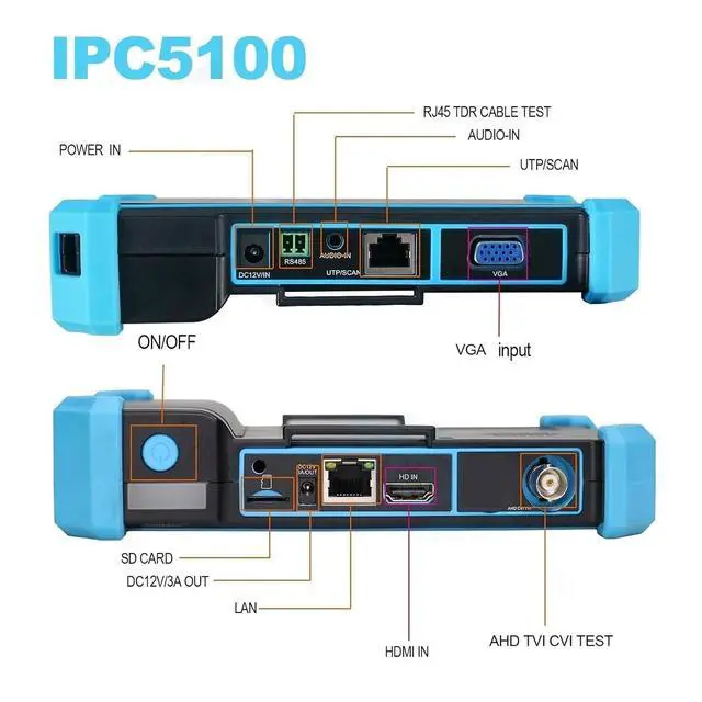 Alt view image 6 of 7 - CCTV Tester 12MP IPC Tester 8MP/AHD/CVI/TV/SDI CCTV with VGA Input 5.4in Monitor for IP Camera CFTV Support IP Camera(IPC-5100C Plus)