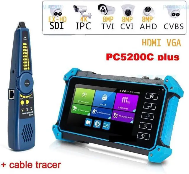 Alt view image 2 of 7 - CCTV Tester IP CCTV Tester Monitor 5 in 1 IPC5100C Plus 4K 8MP CVI TVI AHD Analog VGA Input with Cable Tracer POE Support IP Camera(IPC5200C Plus)