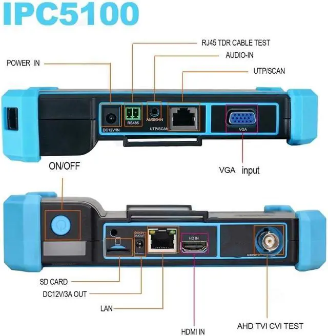 Alt view image 7 of 7 - CCTV Tester IP CCTV Tester Monitor 5 in 1 IPC5100C Plus 4K 8MP CVI TVI AHD Analog VGA Input with Cable Tracer POE Support IP Camera(IPC5200C Plus)