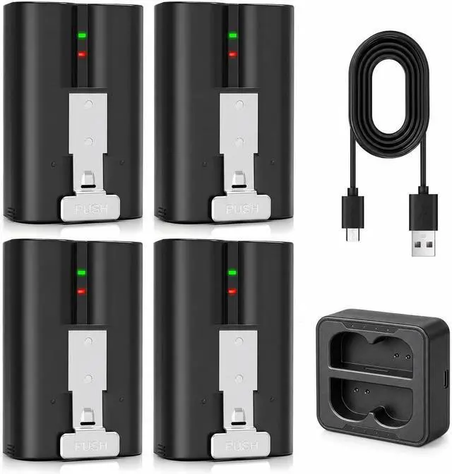 Main image of 4-Pack 6040mAh Replacement Battery with Charger Station Compatible with Ring-Doorbell 2/3/3 Plus/4, Solar Floodlight
