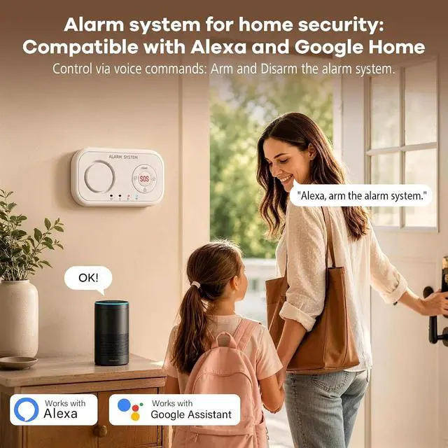 Alt view image 2 of 7 - Home Security System Wireless, Smart WiFi Alarm System DIY Kit with 120dB Siren, Door Window Sensors & Remote Control, App Alerts, Works with Alexa & Google Home, No Monthly Fee for House Apartment