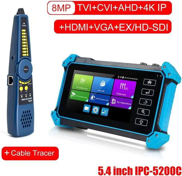 Alt view image 2 of 6 - CCTV Tester 5.4 Inch CCTV Tester IP Camera 4K Monitor Testers VGA IPC POE AHD CVI TVI SDI Cable Testing Cftv Support IP Camera(5.4 inchIPC-5200C)