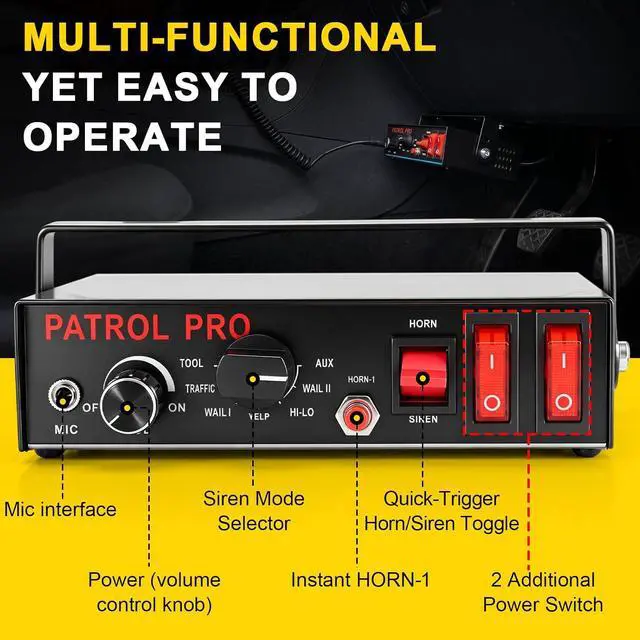 Alt view image 3 of 7 - AnTom SoundAlert Police Siren PA System for Truck & Car, w/ Handheld Mic