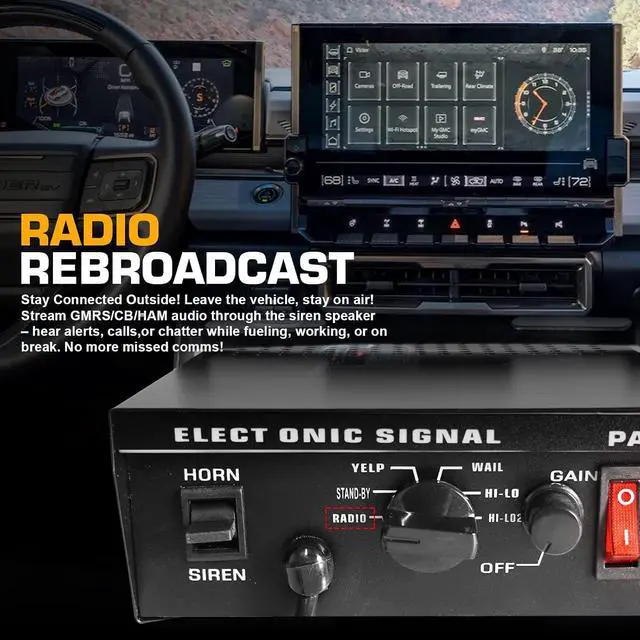 Alt view image 7 of 7 - 12V 100W Emergency Siren PA System Kit - 108-134dB Slim Speaker, 6 Sound Modes (Yelp/Wail/Hi-Lo), Vehicle Pa System with PTT Mic & Radio Input for Police Fire Tow Trucks UTV ATV