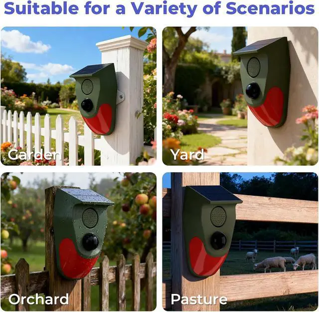 Alt view image 7 of 7 - Solar Powered Motion Sensor Alarm with Remote Control, Driveway Alarm,Waterproof Outdoor Infrared Detector Security Siren, 24H/Day/Night Modes, Anti-Theft Animal Repeller for Garden Farm Yard,4 PCS
