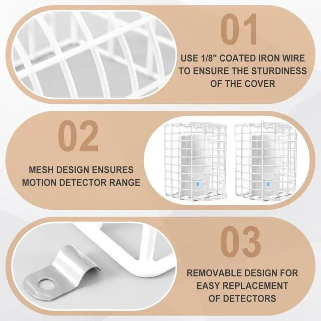 Alt view image 3 of 6 - Blulu 2 Pcs Motion Detector Wire Cage, 7 x 5.8 x 4.5 Inch Steel Motion Detector Thermostat Damage Stopper Technology Protective Steel Wire Guard