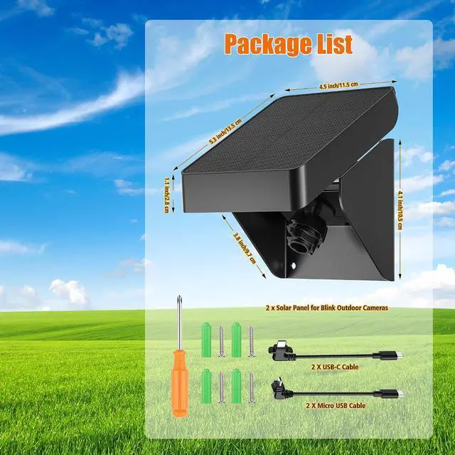 Alt view image 7 of 7 - Solar Panel for Blink Outdoor 2K+/4(4th Gen)/(3rd Gen) XT3 and XT2/XT Camera, 2 Pack Solar Panel Charger Mount for Blink Camera with Built-in Battery, Waterproof, Adjustable Angle(Camera not Included)