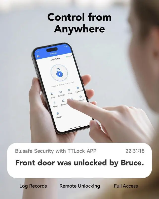 Alt view image 2 of 7 - Smart Door Lock, Fingerprint Door Lock with Keypad & App Control, Keyless Entry Door Lock, Auto Lock, Anti-Peep Password, Easy Installation for Front Door Home