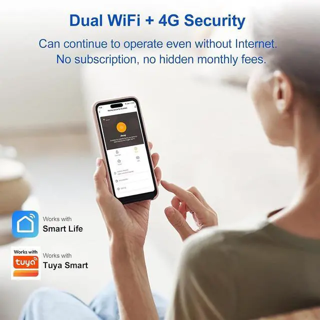 Alt view image 3 of 7 - WiFi Wireless Alarm System for Home Security - 24/7 Protection Smart Home Devices 4.3" Touch Screen, GSM/4G+WiFi, App Instant Alerts, No Monthly Fee, Alexa Compatible for Villa, Kids Safety (24 pcs)