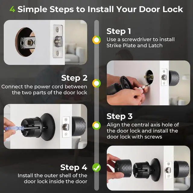 Alt view image 3 of 7 - Smart Fingerprint Door Knob Fingerprint Door Lock with Keypad, Biometric Door knobs with App Control, Auto Lock Door Lock with Code, Keyless Door Knob with Locks for Bedroom, Home