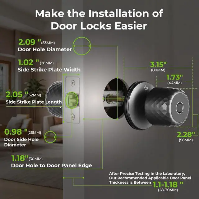 Alt view image 6 of 7 - Smart Fingerprint Door Knob Fingerprint Door Lock with Keypad, Biometric Door knobs with App Control, Auto Lock Door Lock with Code, Keyless Door Knob with Locks for Bedroom, Home