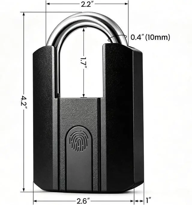 Alt view image 2 of 7 - Lokko Outdoor Padlock, Smart Waterproof Heavy Duty Gate Lock, Bluetooth Fingerprint Lock with TT Lock App, 4 Electronic Keys for Landlord, Airbnb, Yard Gate, Storage Shed, Warehouse
