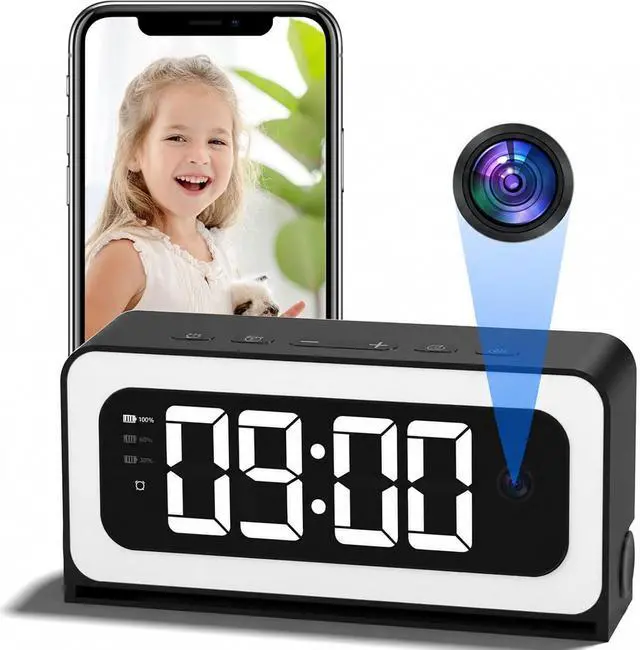 Main image of Alarm Clock Camera 2K, 5G&2.4GHz WiFi Nanny Cam Wireless Indoor Camera for Home Security, Color Night Vision, AI Human Dection for Baby Pet Elderly