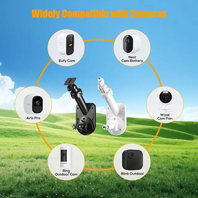 Alt view image 2 of 7 - 3 Pack Wall Mount for Cameras and Solar Panels, 2-in-1 Mount for Ring, Blink, Eufy, Arlo, Wyze, etc Solar Panel and Cam, with Ring Stick Up Cam/Spotlight Cam/Plus/Pro(Battery), Adjustable Angle