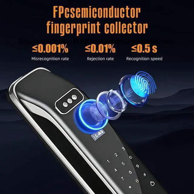 Alt view image 4 of 7 - 3D Face Recognition Smart Door Lock with Camera & Doorbell, Keyless Biometric Fingerprint, Face, Passcode, IC Card, Mechanical Key, Mortise Lock Body, AutoLock, Front Door, Home Security