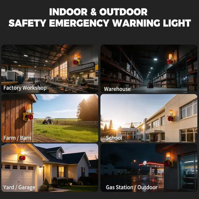 Alt view image 7 of 7 - AC110V Industrial Siren Alarm Strobe Light-120dB Loud Horn&Waterproof Red Beacon Warning Light for Emergency,Factory,Fires,Tornado,Intruder Deterrent (AC110V Amber Light (Switch,0-120dB))