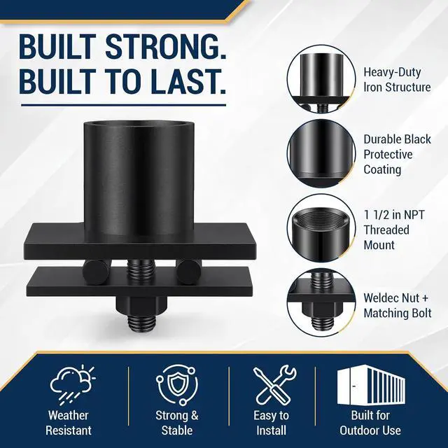 Alt view image 4 of 6 - 1 Pcs Shipping Container Light Pole Holder Mount Heavy Duty Steel Mounting Bracket Adjustable Container Light Fixture Hardware No-Drill Installation for Lights Cameras Flags Roof Wall