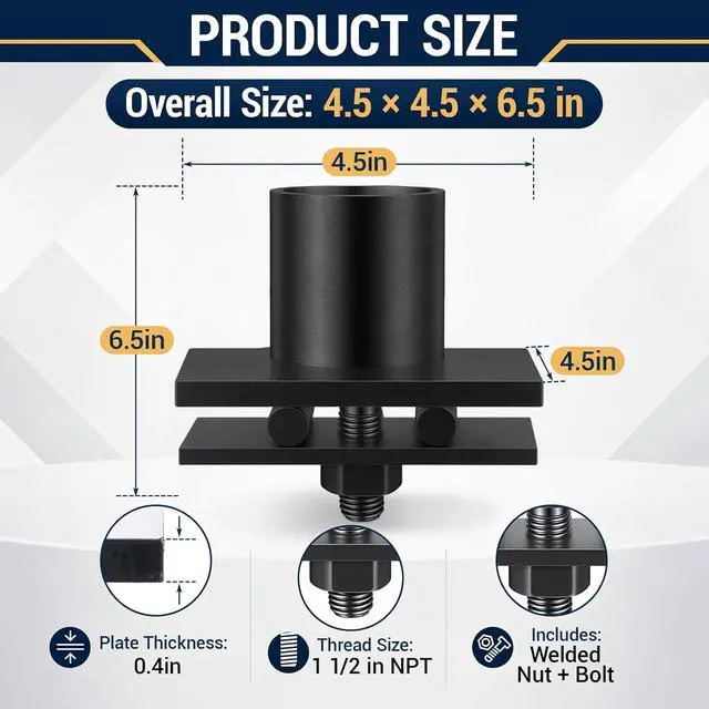 Alt view image 3 of 6 - 1 Pcs Shipping Container Light Pole Holder Mount Heavy Duty Steel Mounting Bracket Adjustable Container Light Fixture Hardware No-Drill Installation for Lights Cameras Flags Roof Wall