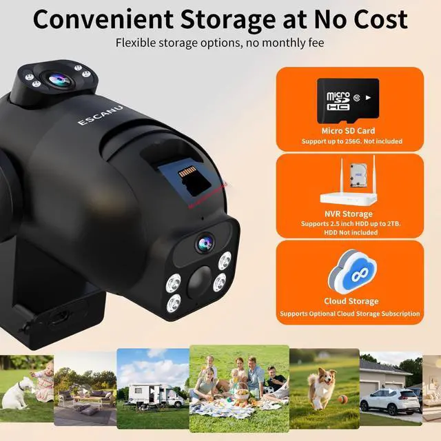 Alt view image 4 of 7 - Wireless Home Security Cameras System,Solar Power PTZ Outdoor Cameras,Motion Detection,Night Vision,Water-Proof,2-Way Audio,No Subscription Fee,Cloud/SD Card Storage