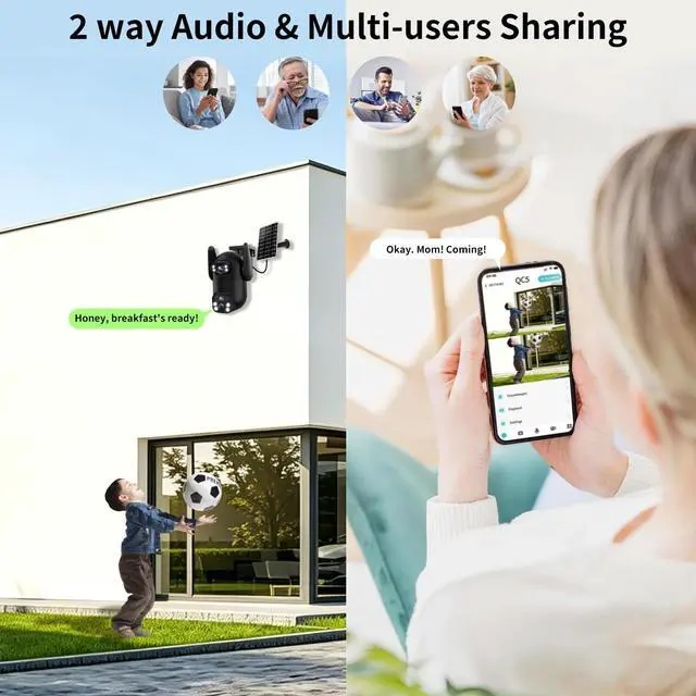 Alt view image 7 of 7 - Wireless Home Security Cameras System,Solar Power PTZ Outdoor Cameras,Motion Detection,Night Vision,Water-Proof,2-Way Audio,No Subscription Fee,Cloud/SD Card Storage