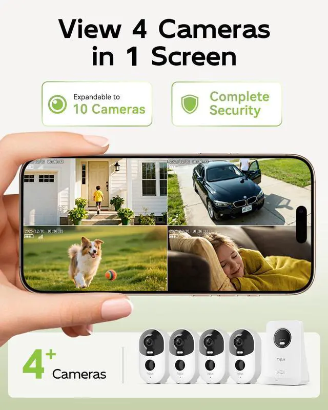 Alt view image 3 of 7 - 2K Solar Security Cameras Wireless Outdoor System, No Subscription