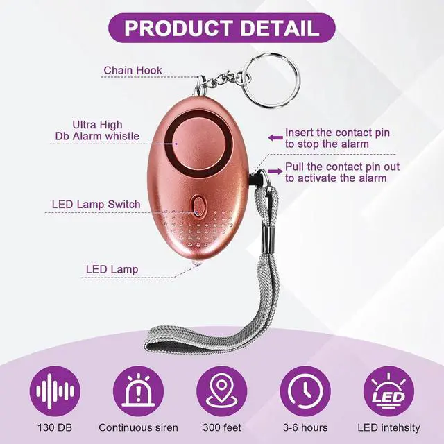 Alt view image 4 of 7 - 20 Pack Personal Alarms for Women, Keychain Sound Safety Alarm, Portable Personal Alarms Bulk for Travel & Home